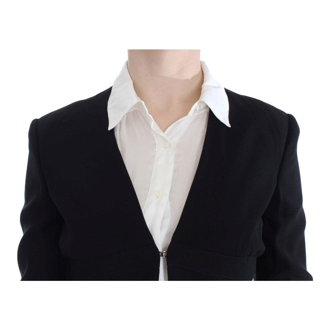 Exte Black Blue Two Piece Suit Skirt & Blazer