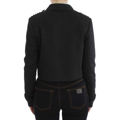 Exte Gray Stretch Gold Studded Short Jacket Coats & Jackets