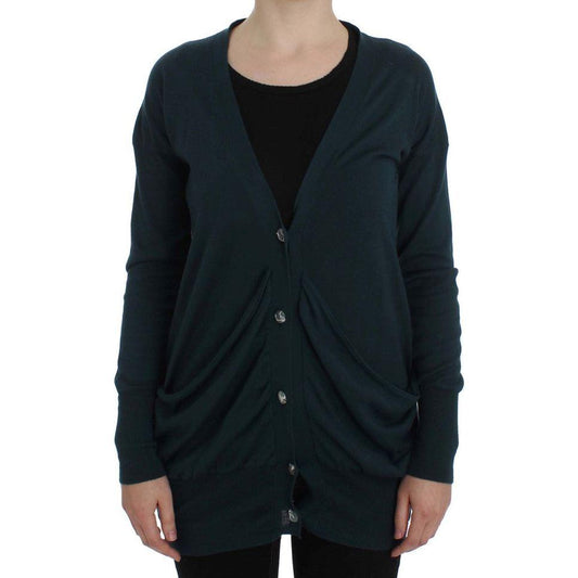 PINK MEMORIES Green Button Down Cardigan Sweater