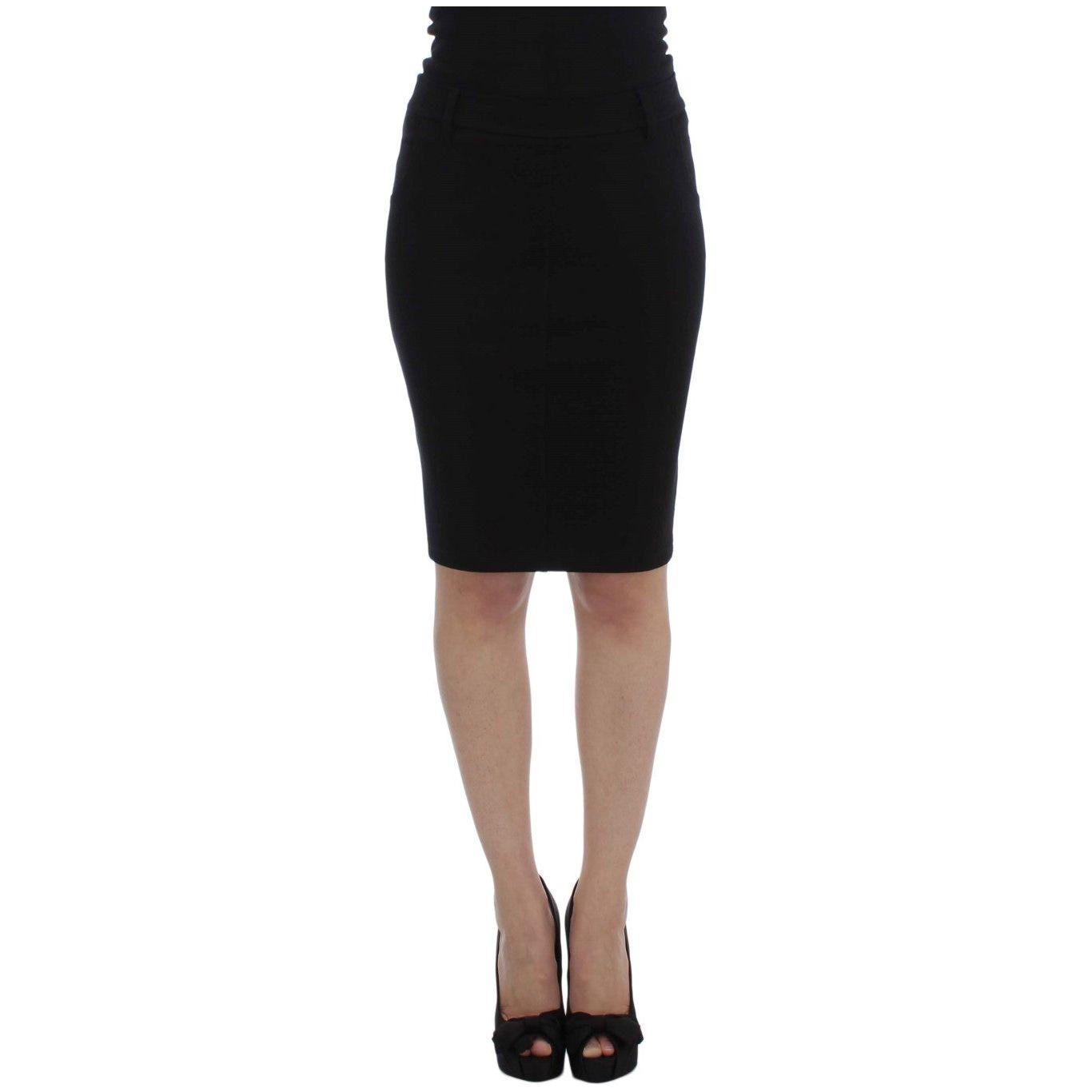 PLEIN SUD Black Straight Pencil Skirt SIG30995-3