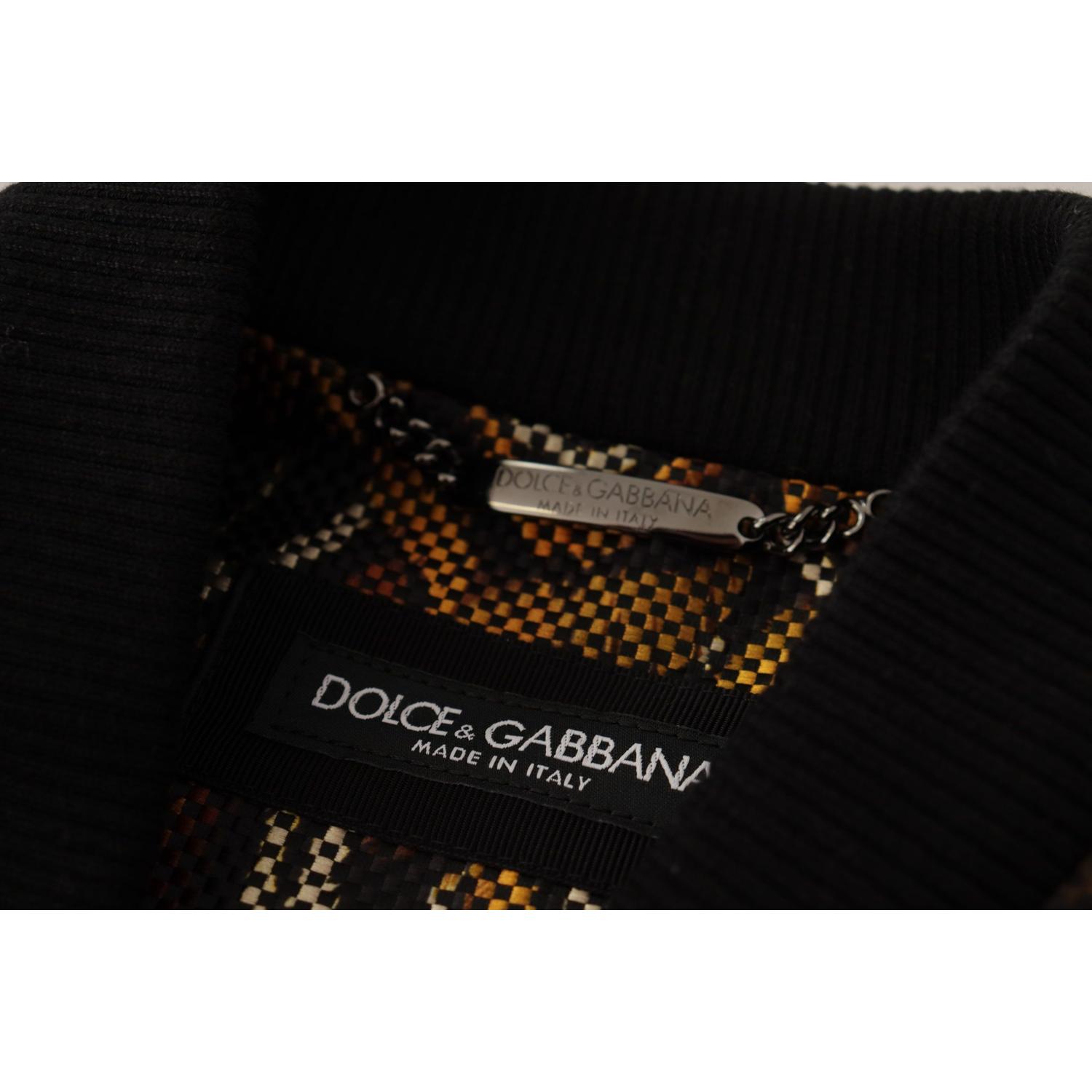 Dolce & Gabbana Brown Feather Full Zip Blouson Jacket