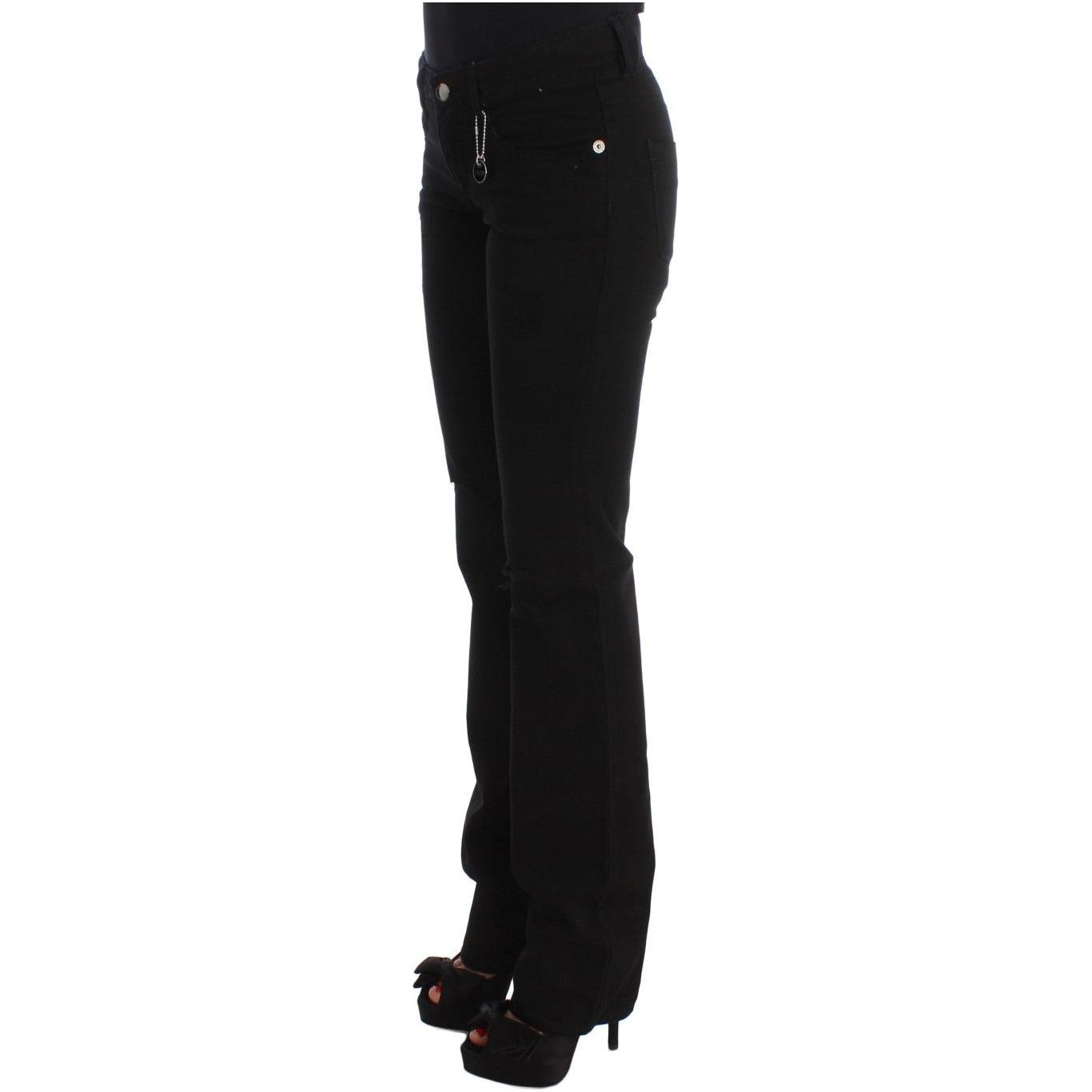 Costume National Black Cotton Slim Fit Bootcut Jeans