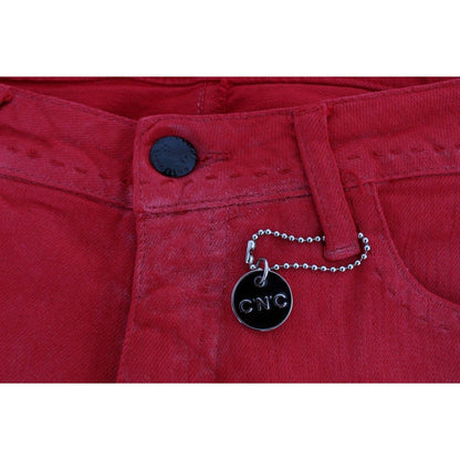 Costume National Red Cotton Blend Super Slim Fit Jeans