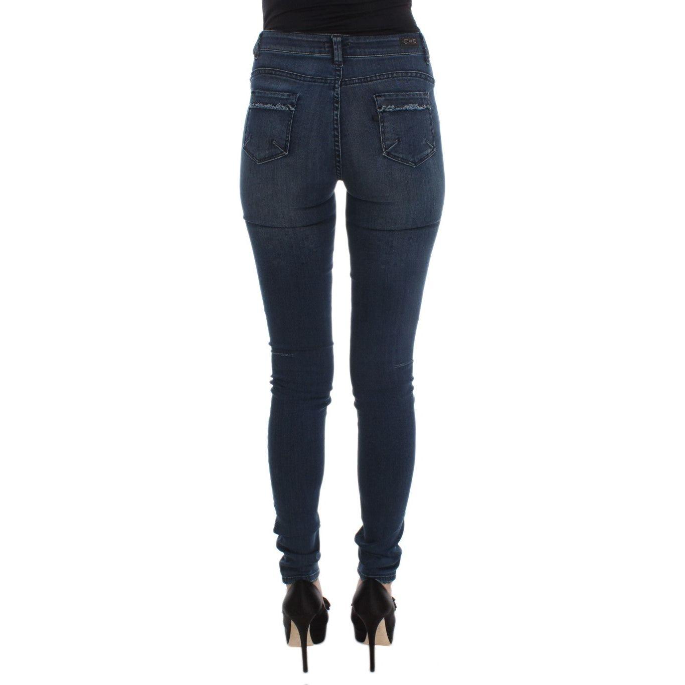 Costume National Blue Cotton Blend Slim Fit Jeans