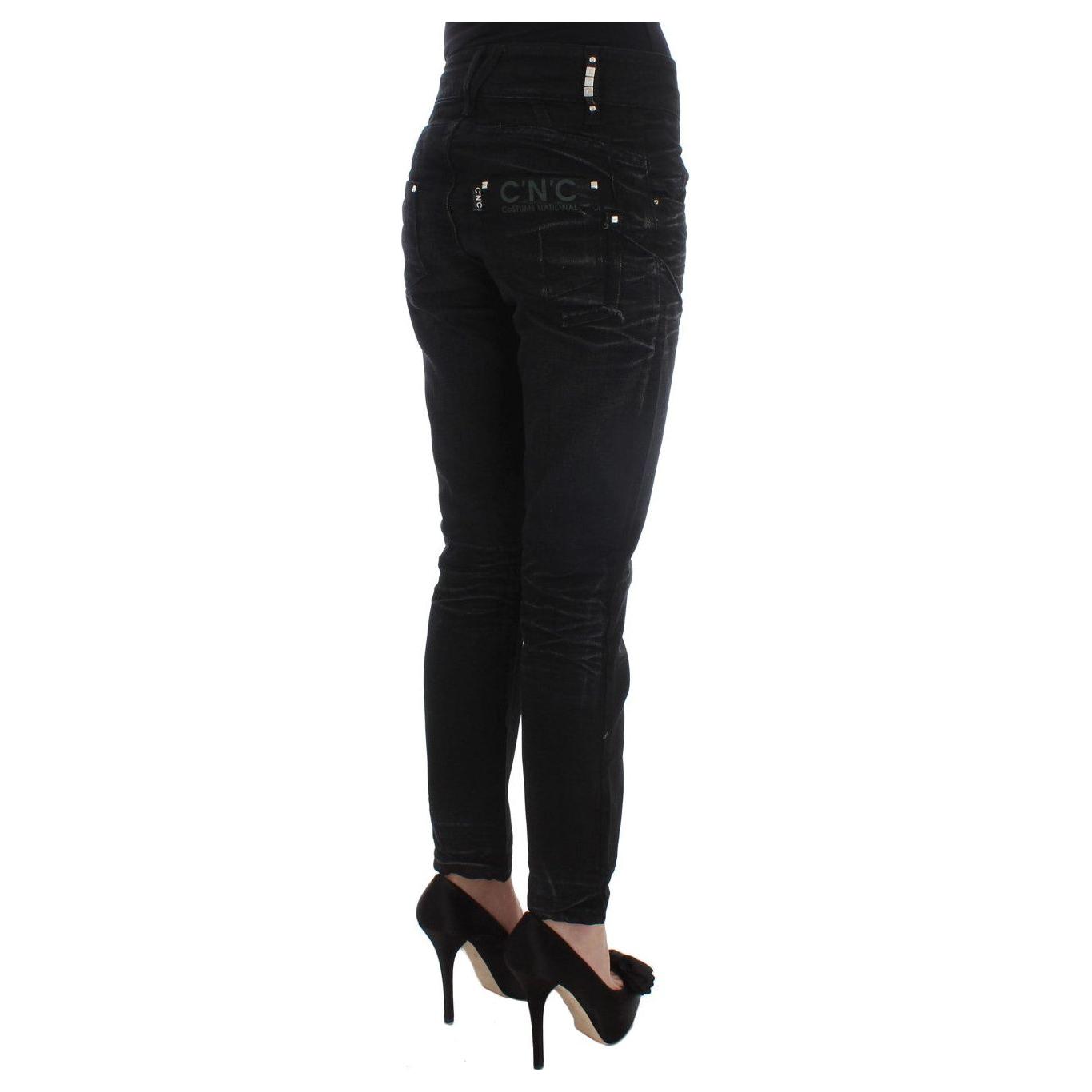 Costume National Black Cotton Slouchy Slims Fit Jeans Jeans & Pants