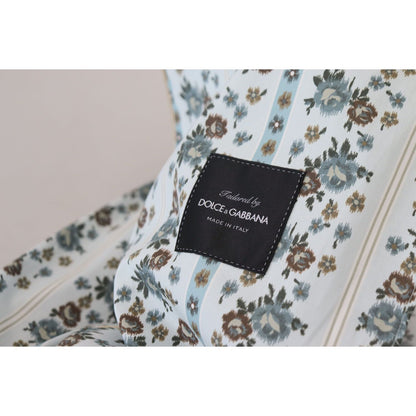 Dolce & Gabbana Blue Floral Cotton Robe Coat Jacket