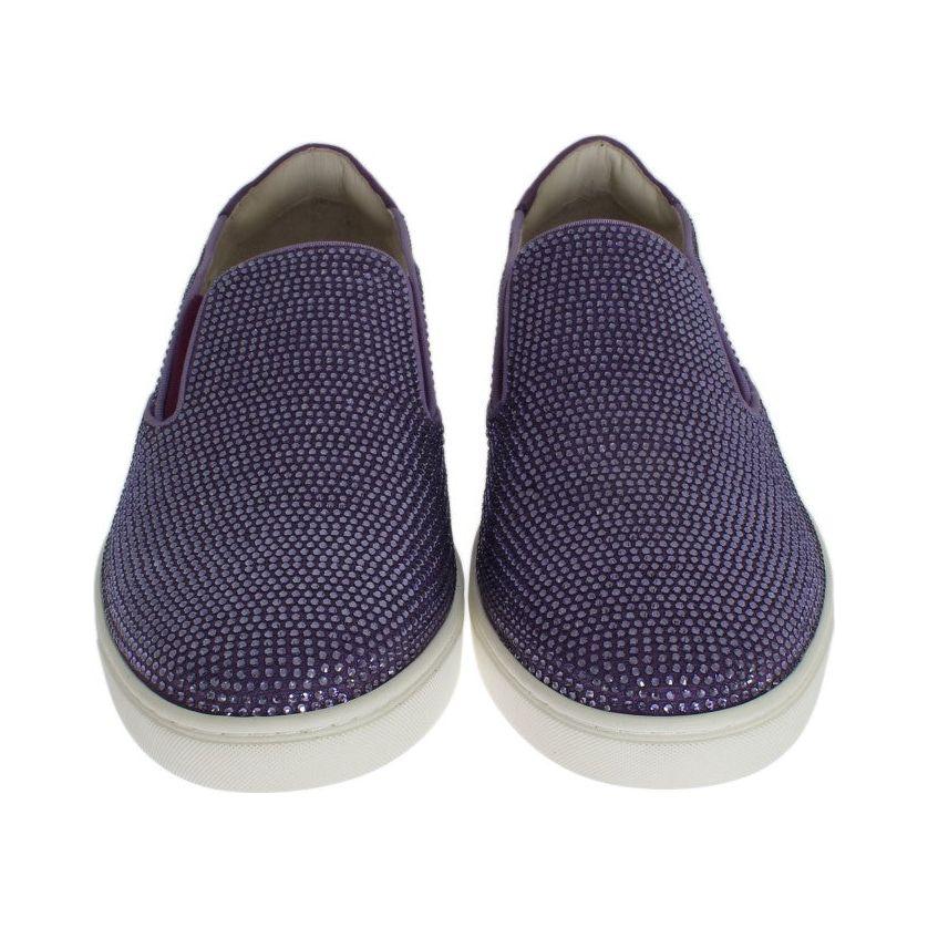 Dolce & Gabbana Purple Strass Canvas Logo Sneakers
