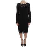 Dolce & Gabbana Elegant Black Floral Lace Sheath Dress Dolce & Gabbana Rosy Brown