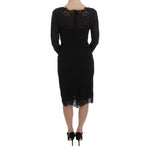 Dolce & Gabbana Elegant Black Floral Lace Sheath Dress Dolce & Gabbana Rosy Brown