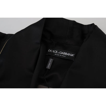 Dolce & Gabbana Black 100% Silk Robe Coat Wrap Jacket