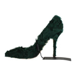 Dolce & Gabbana Green Xiangao Lamb Fur Leather Pumps LA3083-1