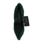Dolce & Gabbana Green Xiangao Lamb Fur Leather Pumps LA3083-1