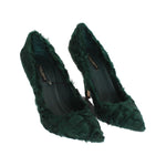 Dolce & Gabbana Green Xiangao Lamb Fur Leather Pumps LA3083-1