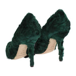 Dolce & Gabbana Green Xiangao Lamb Fur Leather Pumps LA3083-1