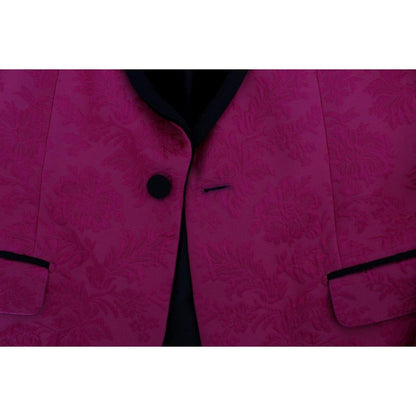 Dolce & Gabbana Pink Floral Brocade Slim Blazer Jacket