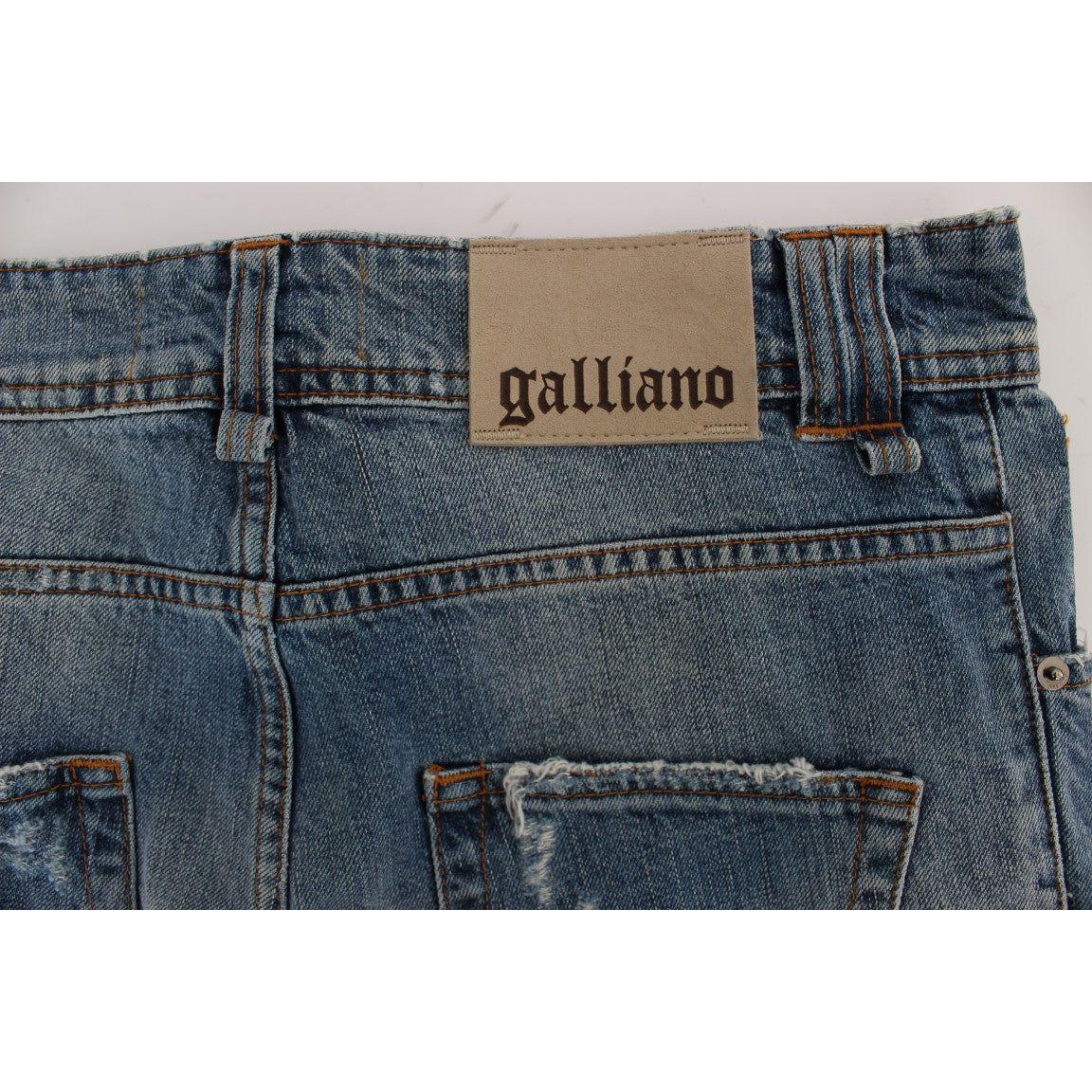 John Galliano Blue Wash Cotton Boyfriend Fit Cropped Jeans