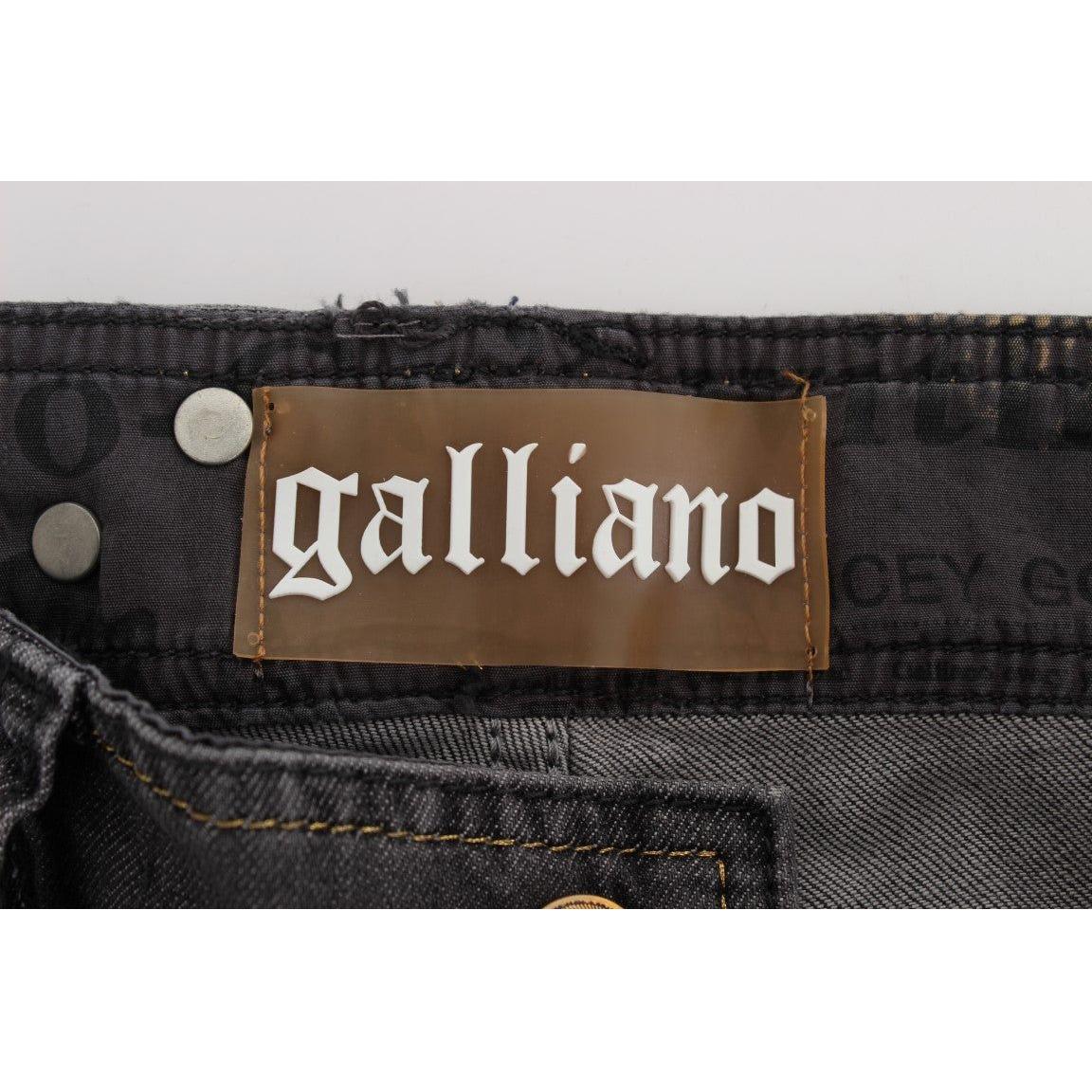 John Galliano Gray Wash Cotton Blend Slim Fit Stretch Jeans