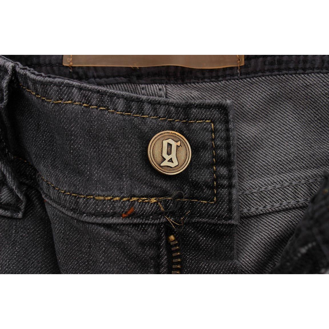 John Galliano Gray Wash Cotton Blend Slim Fit Stretch Jeans