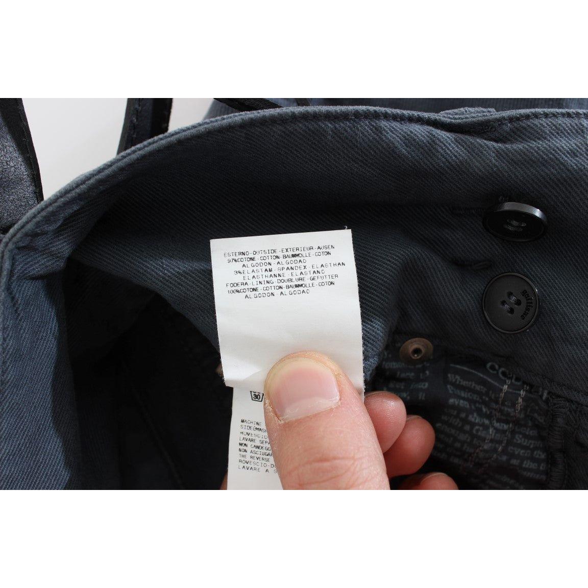 John Galliano Blue Cotton Blend Slim Fit High Waist Jeans Jeans & Pants