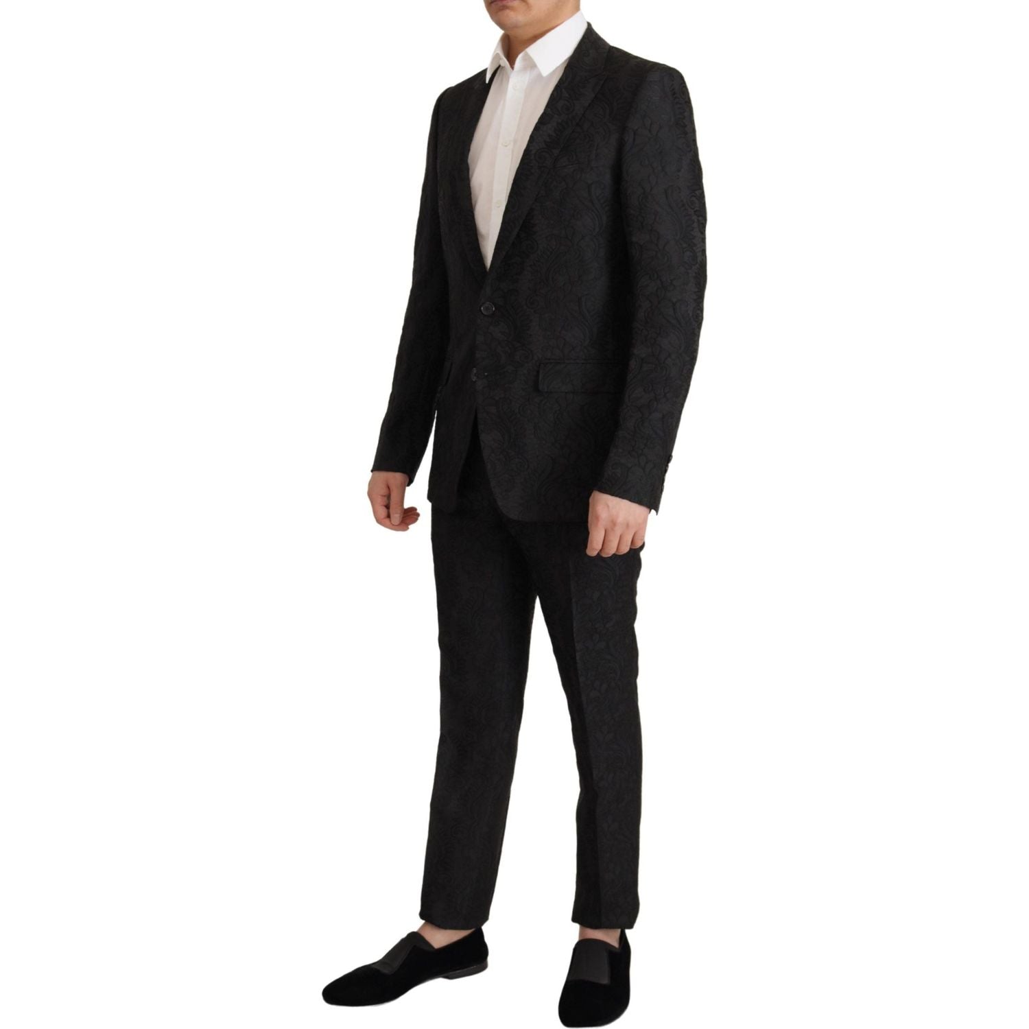 Dolce & Gabbana Black Brocade Formal 2 Piece MARTINI Suit