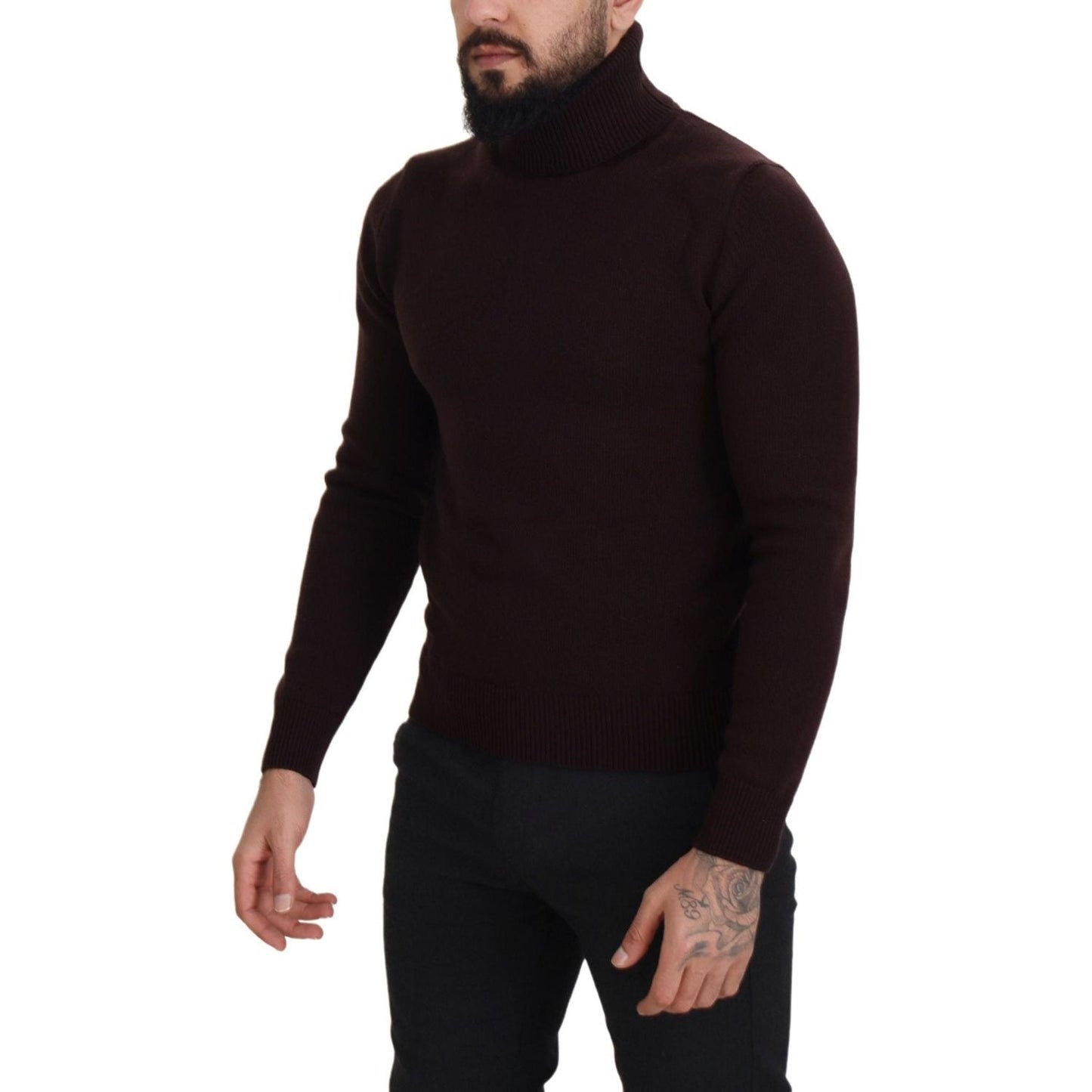 Dolce & Gabbana Brown Wool Turtle Neck Pullover Sweater
