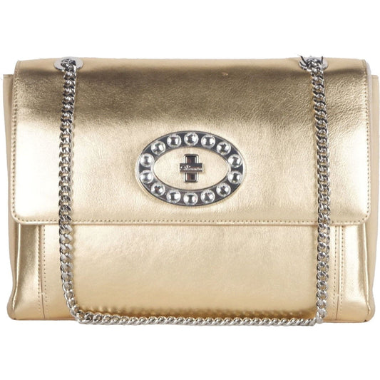 Blumarine Gold Leather Shoulder Women Bag