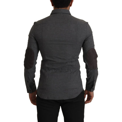 Costume National Dark Gray Cotton Casual Mens Shirt