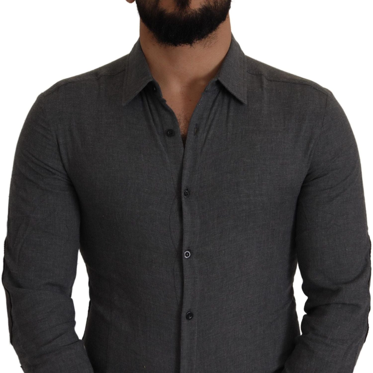 Costume National Dark Gray Cotton Casual Mens Shirt