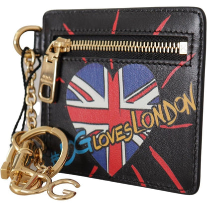 Dolce & Gabbana Black Leather #DGLovesLondon Keyring Cardholder Coin Case