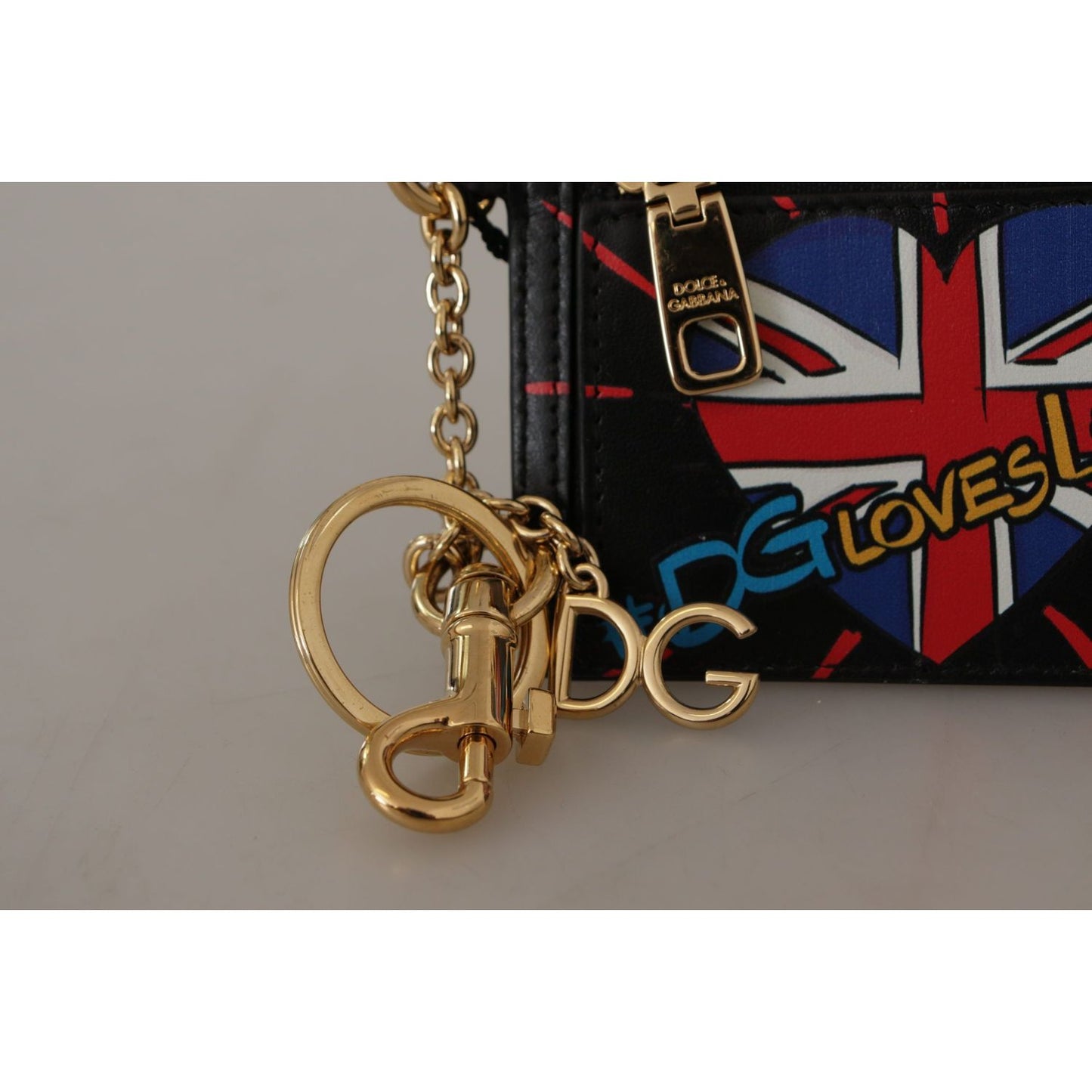 Dolce & Gabbana Black Leather #DGLovesLondon Keyring Cardholder Coin Case