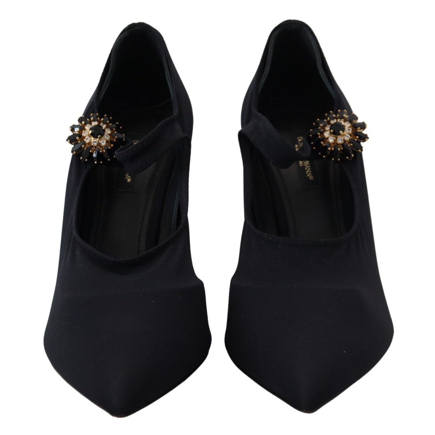 Dolce & Gabbana Black Socks Stretch Crystal Pumps Shoes