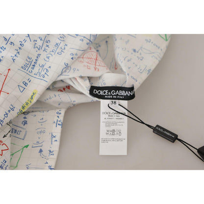 Dolce & Gabbana White Cotton Algebra Print Short Sleeves Top