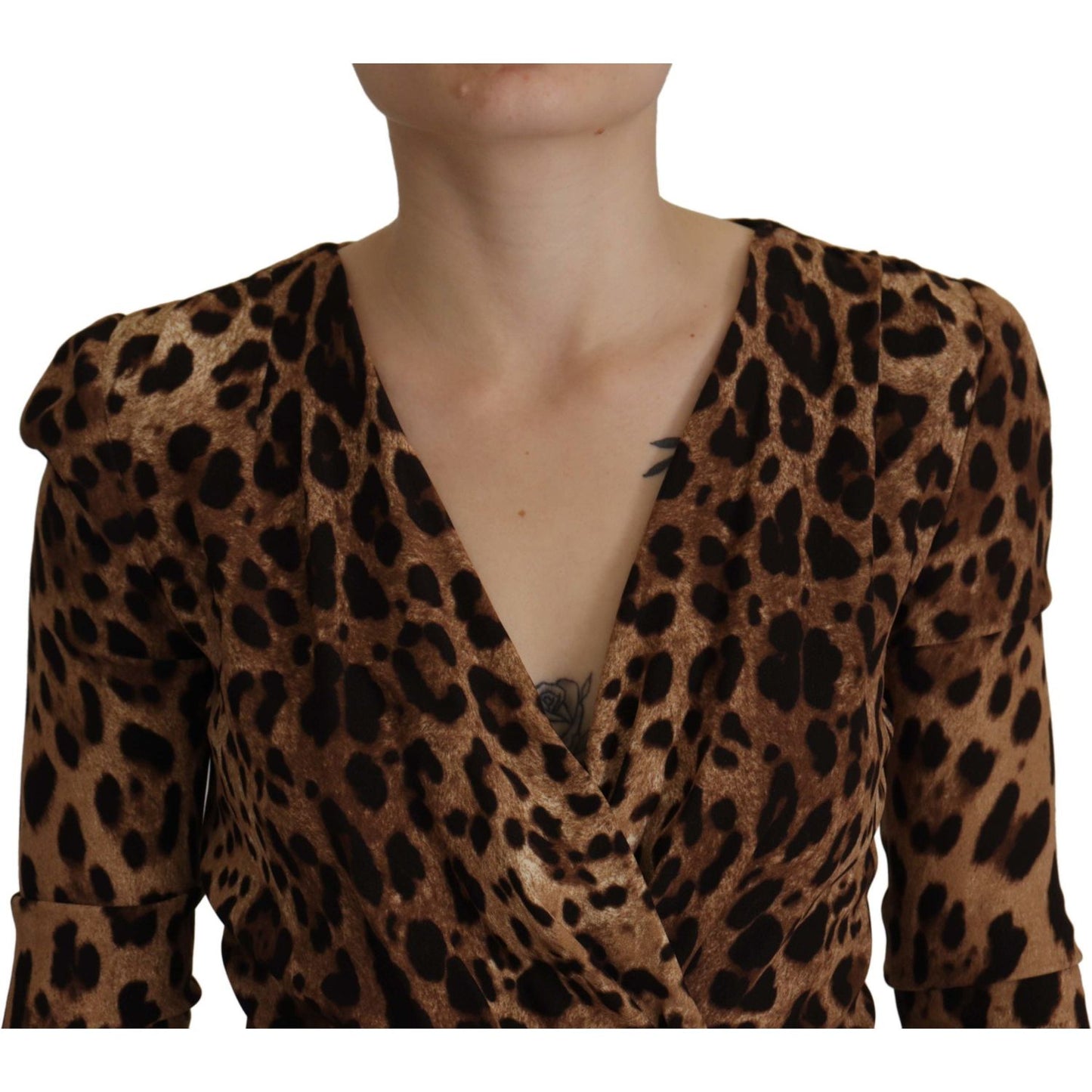 Dolce & Gabbana Brown Leopard Wrap A-line Maxi Viscose Dress DR28712- 36