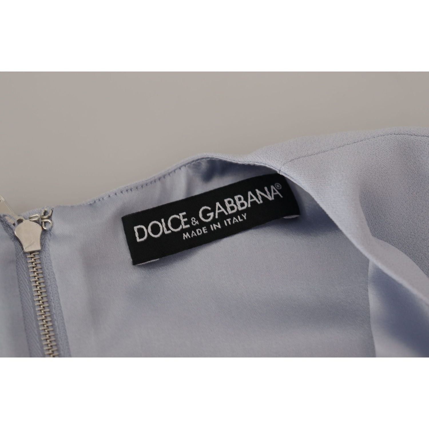 Dolce & Gabbana Blue Floral Applique Midi Viscose Dress