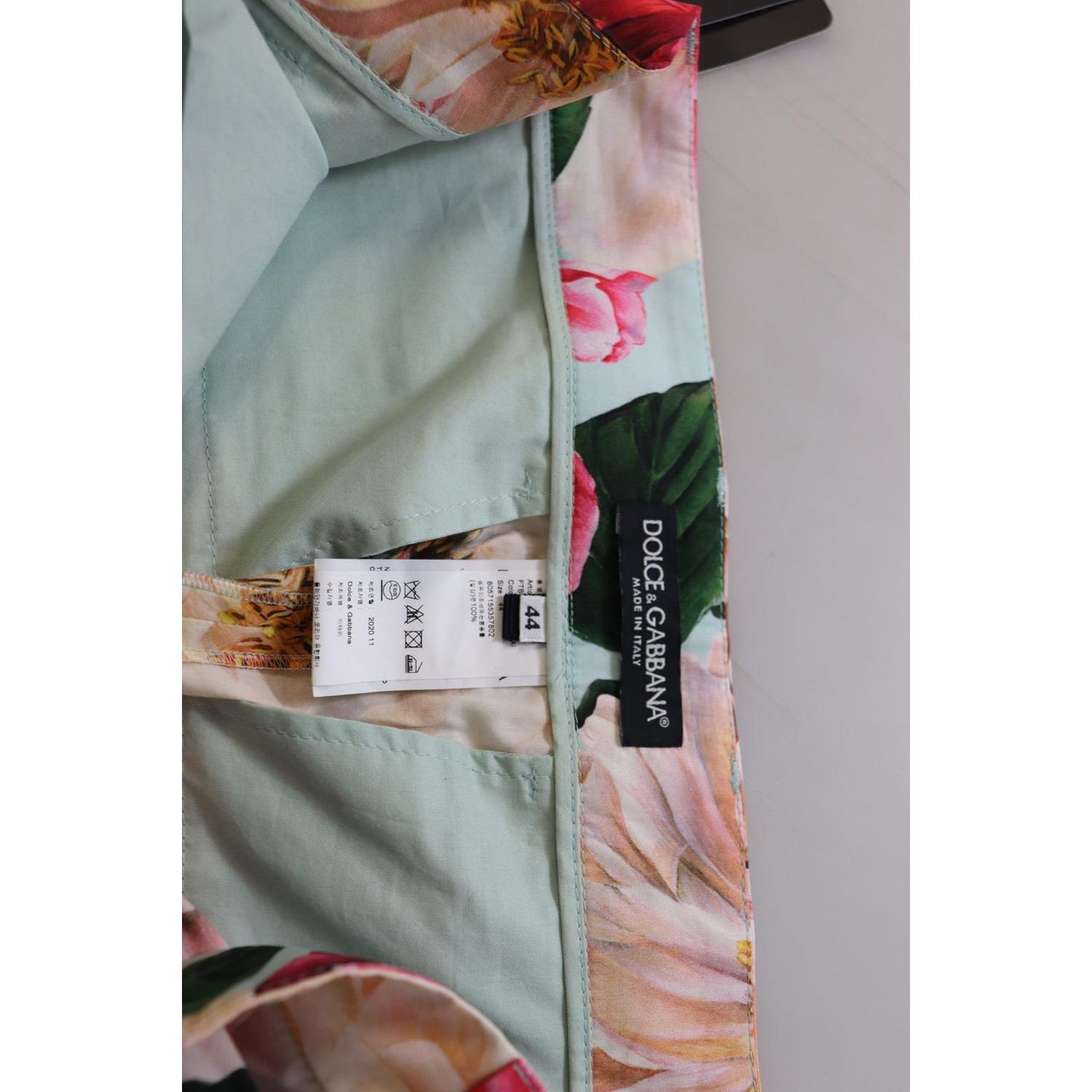 Dolce & Gabbana Multicolor Flora Printed High Waist Cropped Trouser Pants