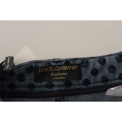 Dolce & Gabbana Blue Floral High Waist Skinny Denim Jeans