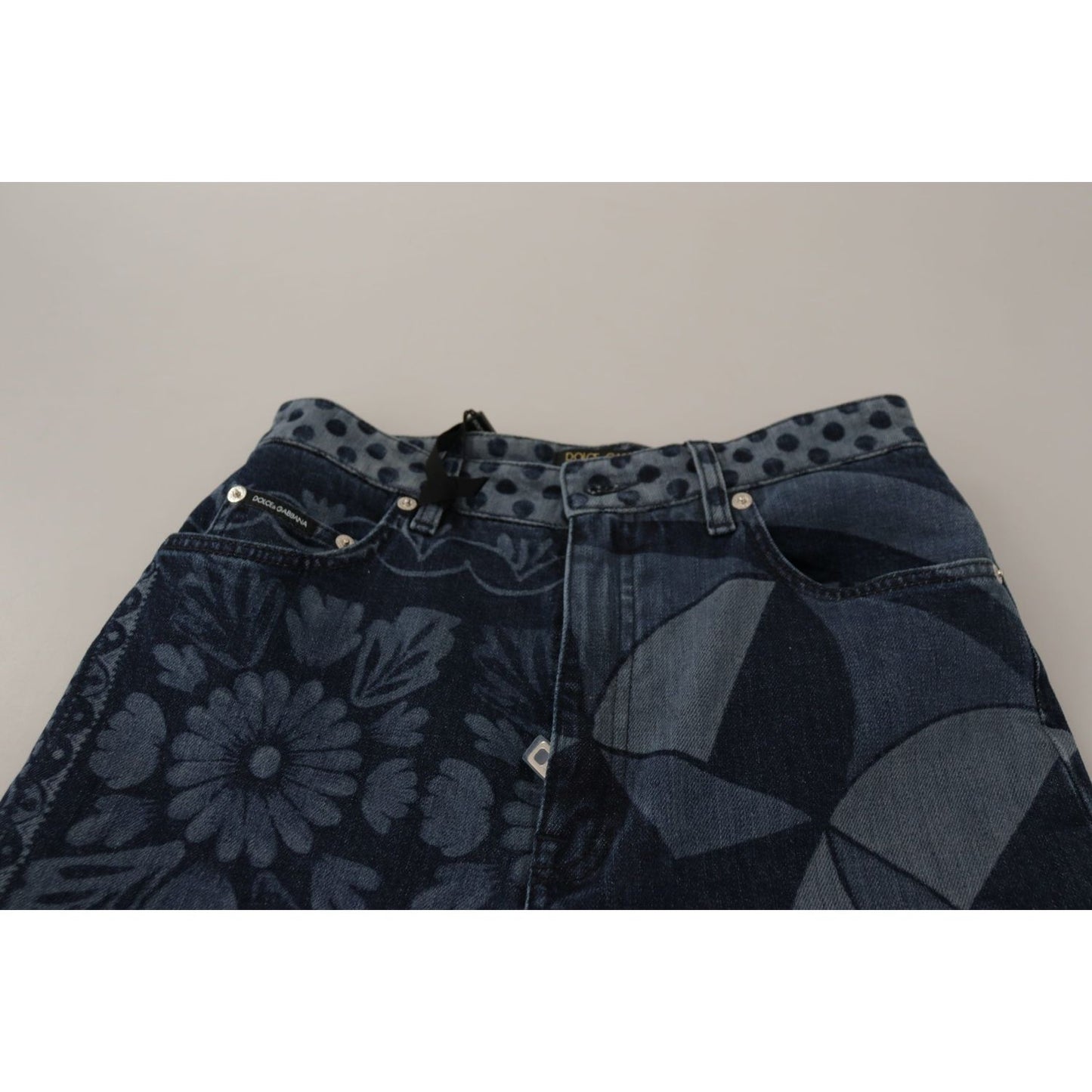 Dolce & Gabbana Blue Floral High Waist Skinny Denim Jeans