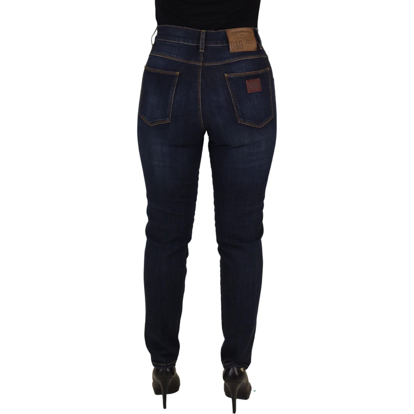 Dolce & Gabbana Blue Cotton High Waist Skinny Denim Jeans