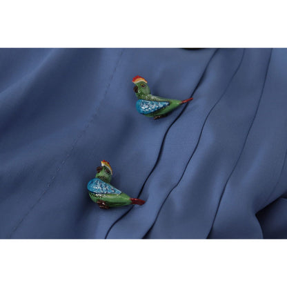 Dolce & Gabbana Blue Embellished Pleated Mini Skirt Wool