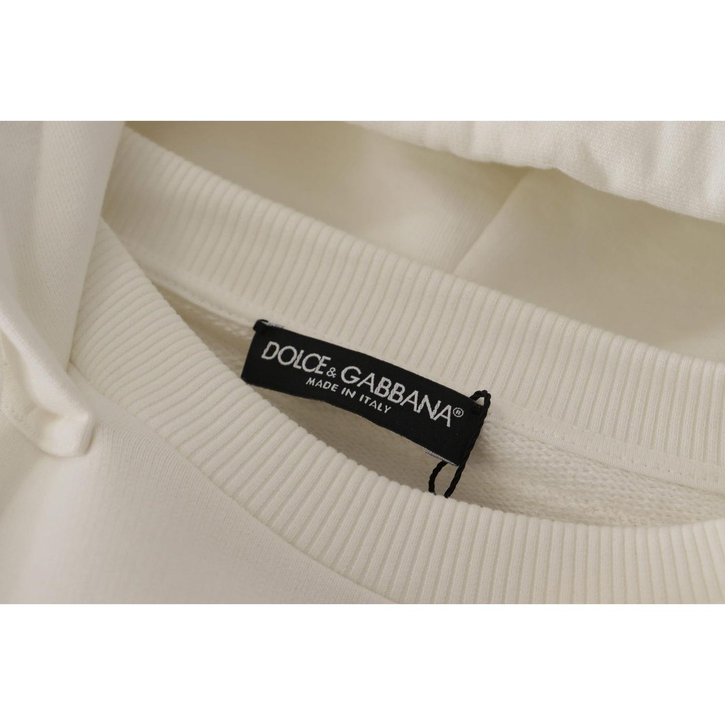 Dolce & Gabbana White Hoodie Pullover Embroidered Sweater
