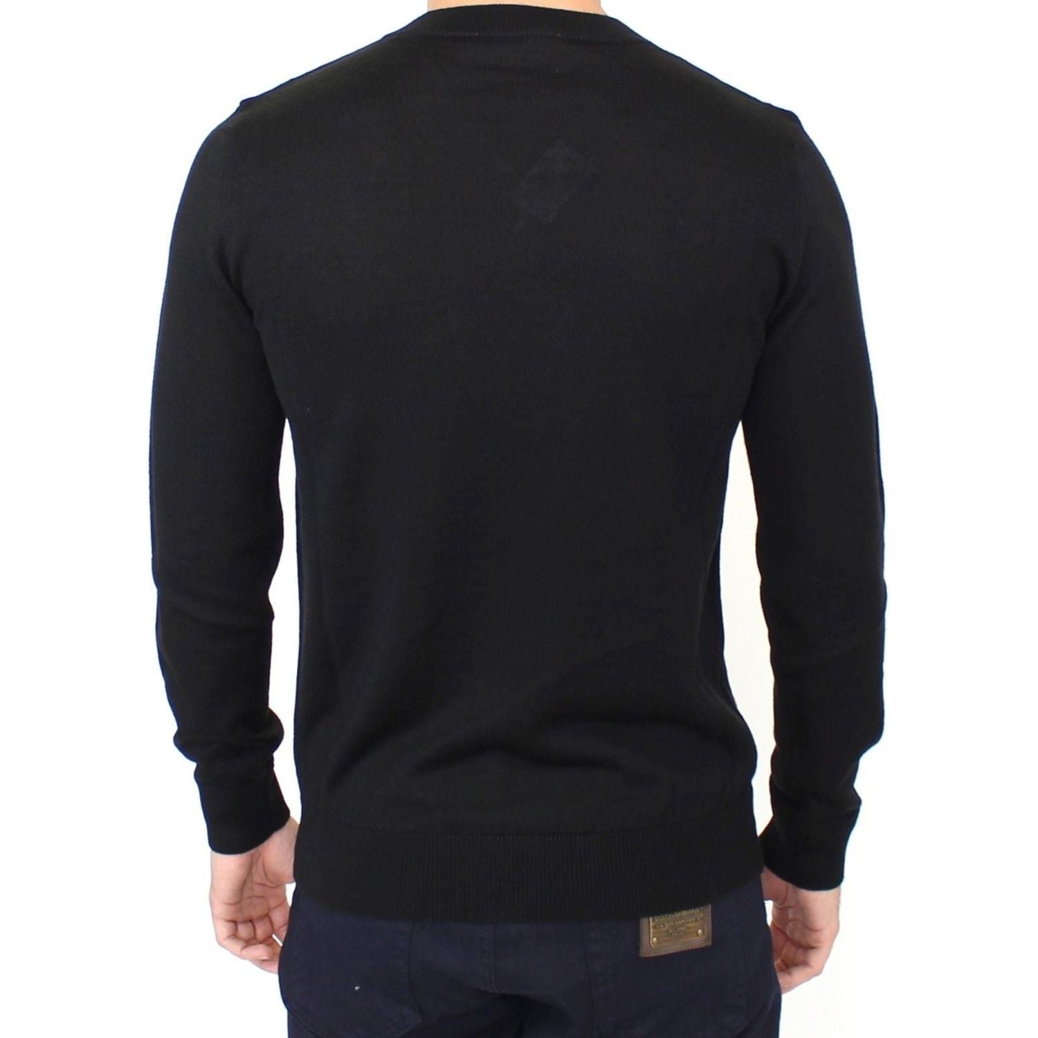 Ermanno Scervino Black Wool Blend V-neck Pullover Sweater