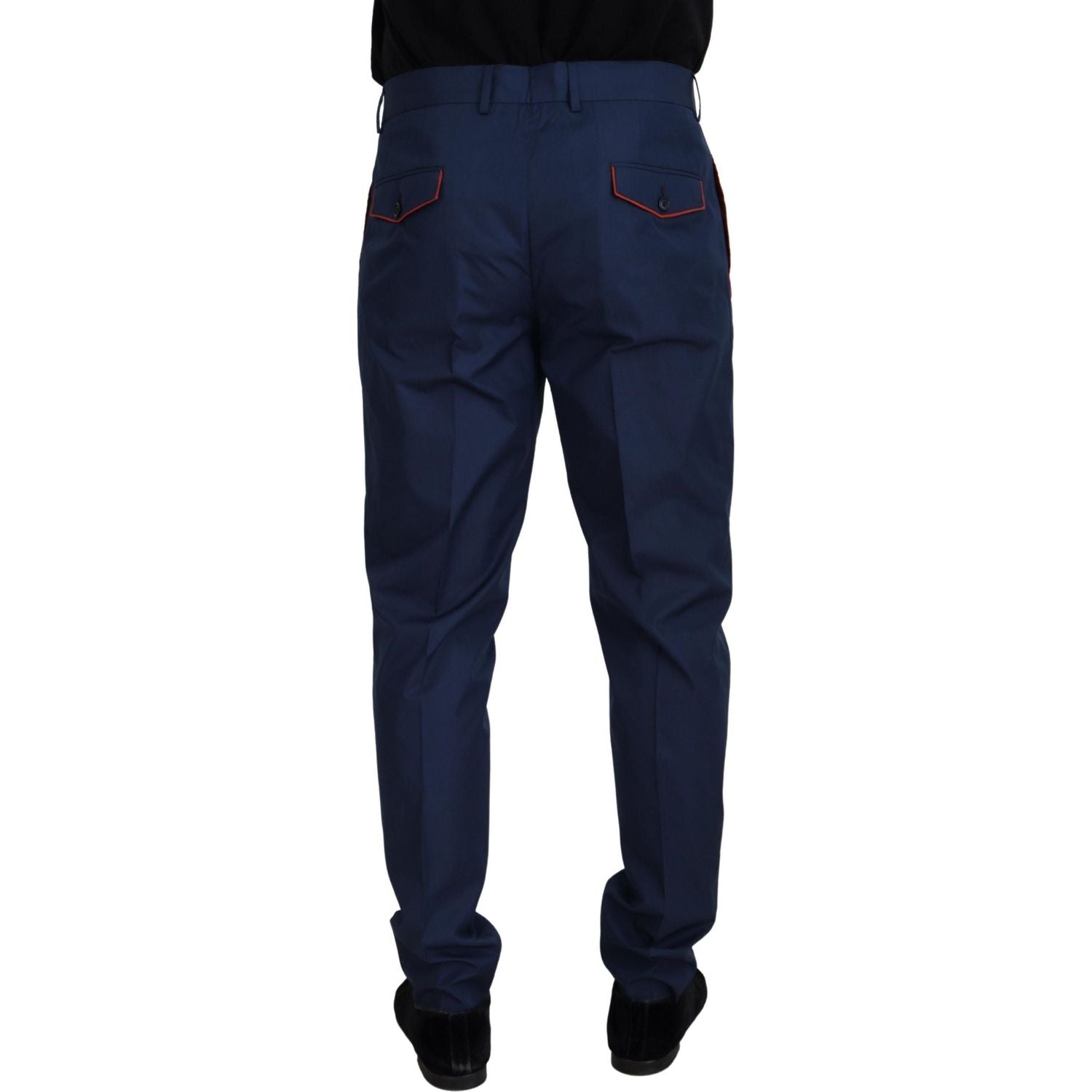 Dolce & Gabbana Blue Cotton Silk Trousers Chinos Pants