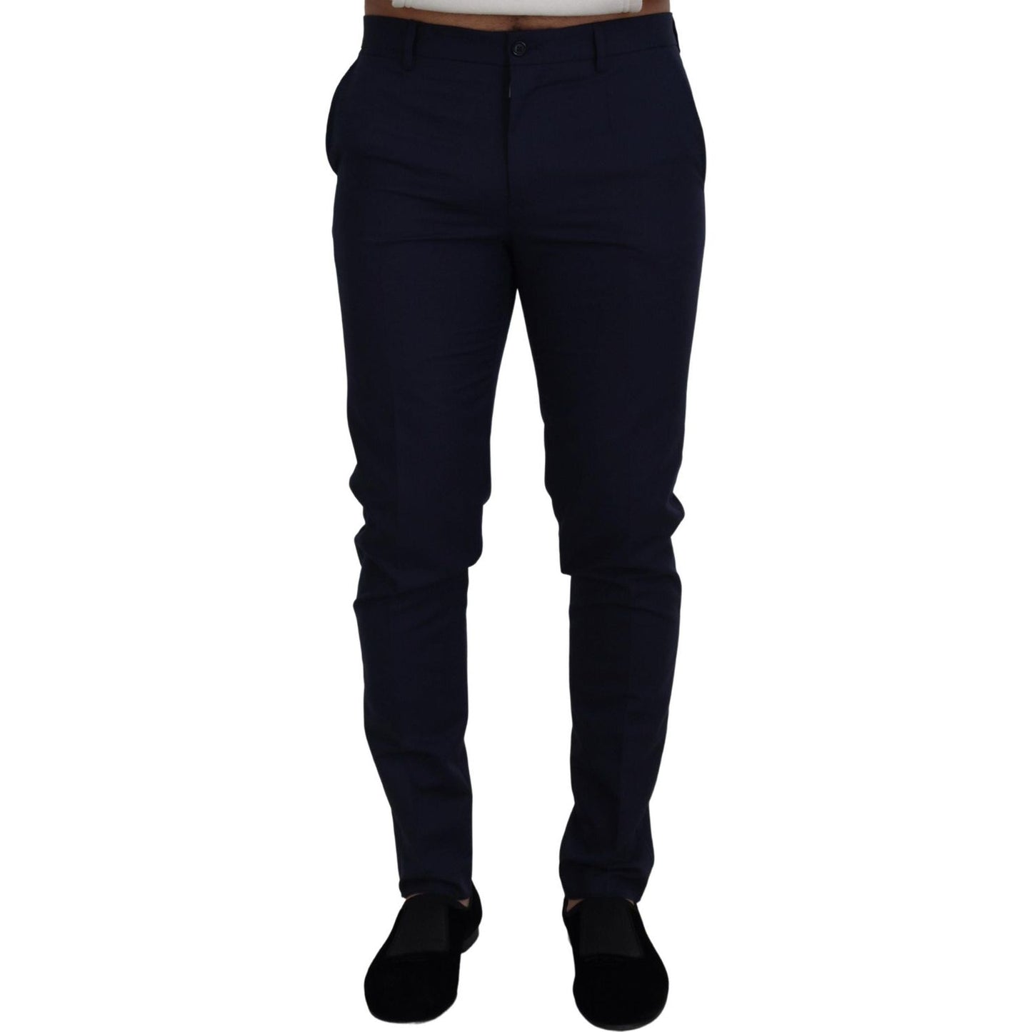 Dolce & Gabbana Blue Linen Cotton Slim Trousers Chinos Pants