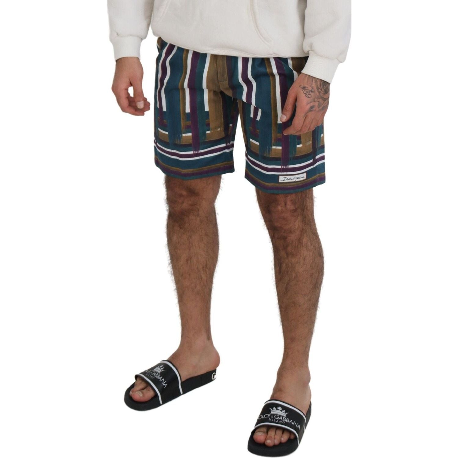 Dolce & Gabbana Multicolor Striped Stretch Cotton Shorts