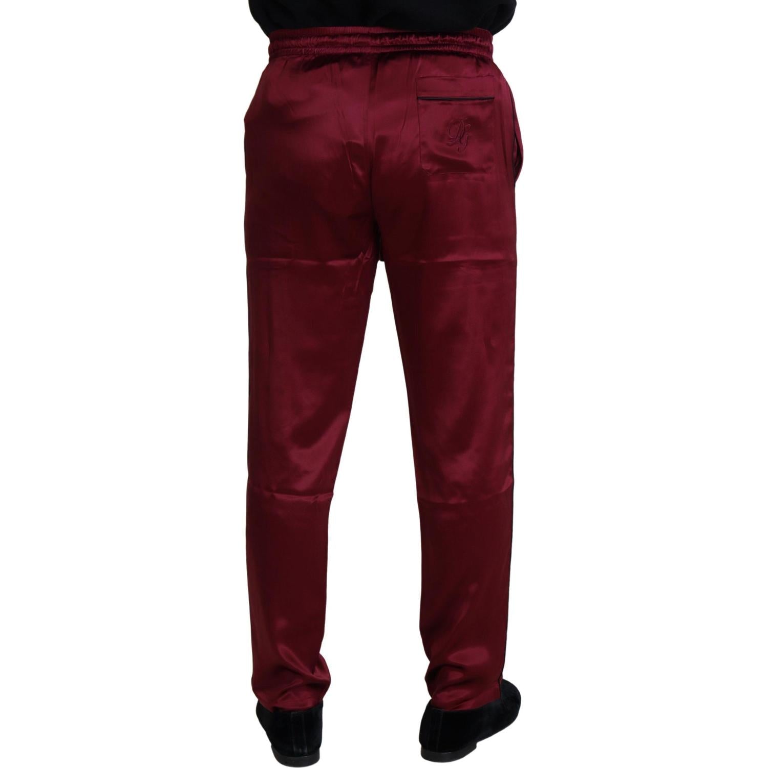 Dolce & Gabbana Bordeaux Silk DG Sleep Lounge Pants
