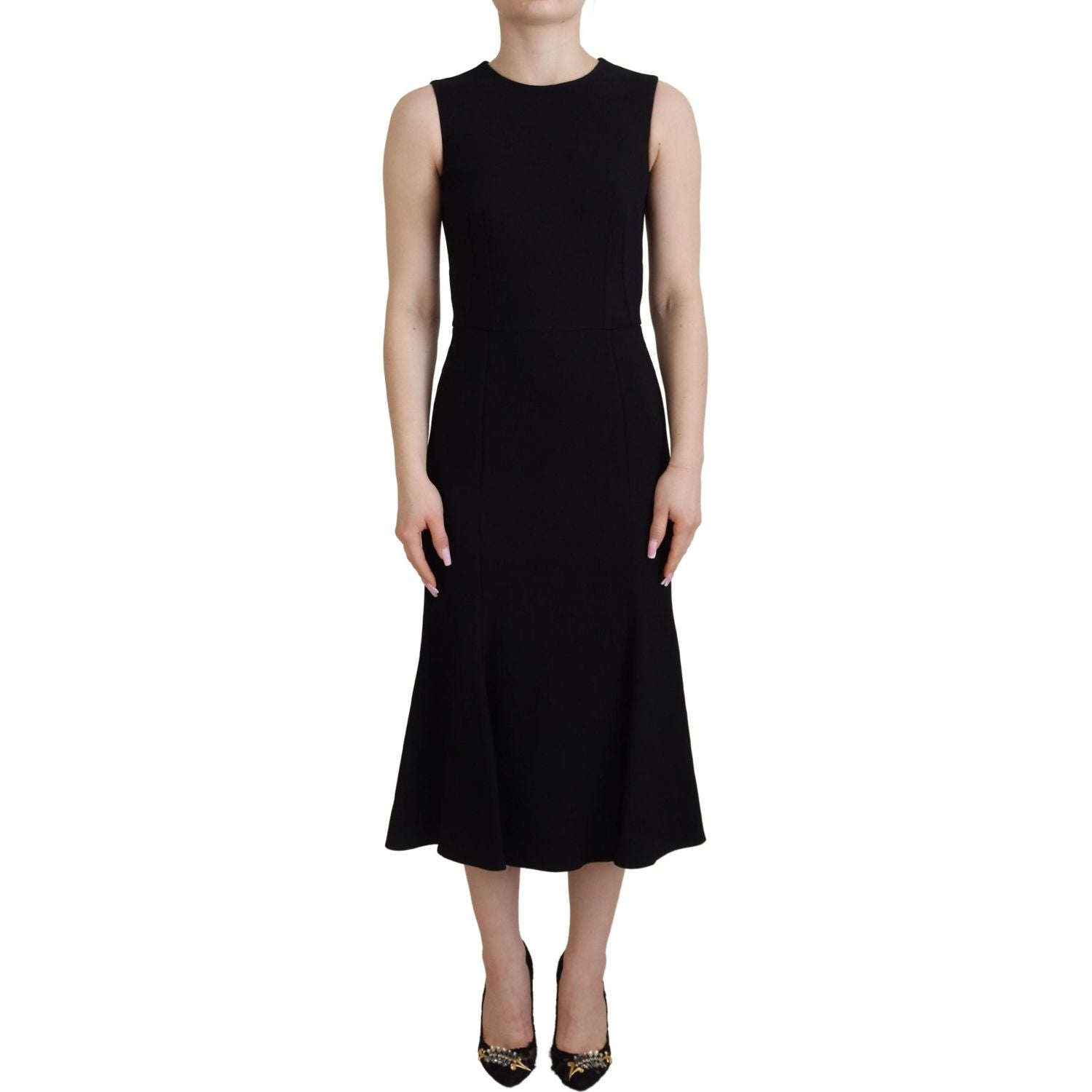 Dolce & Gabbana Black Dress Sheath Flare Viscose Dress
