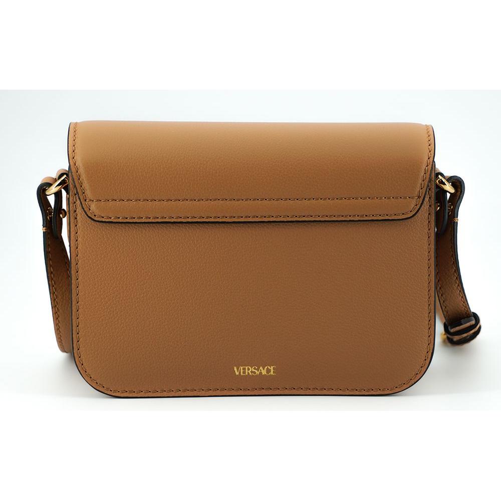 Versace Elegant Calf Leather Shoulder Bag in Brown