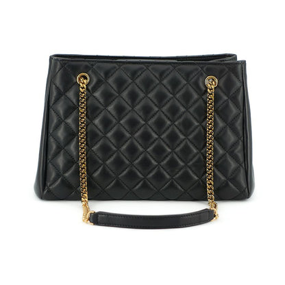 Versace Black Quilted Nappa Leather Medusa Tote Handbag