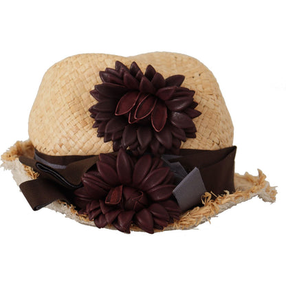 Dolce & Gabbana Yellow Ribbon Floral Embellished Straw Hat
