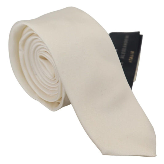 Daniele Alessandrini Off White Silk Men Necktie Adjustable Accessory Tie